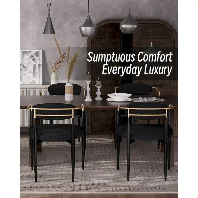Morden Fort Modern Boucle Dining Chairs Velvet Armchair Set of 2