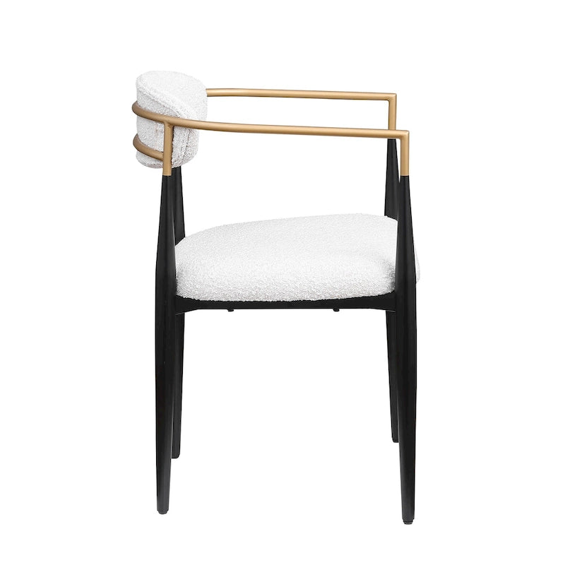 Morden Fort Modern Boucle Dining Chairs Velvet Armchair Set of 2