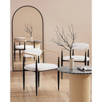 Morden Fort Modern Boucle Dining Chairs Velvet Armchair Set of 2