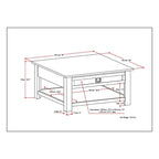 WYNDENHALL Garret SOLID ACACIA WOOD 38 inch Wide Square Rustic Coffee Table - 38 W x 38 D x 19 H