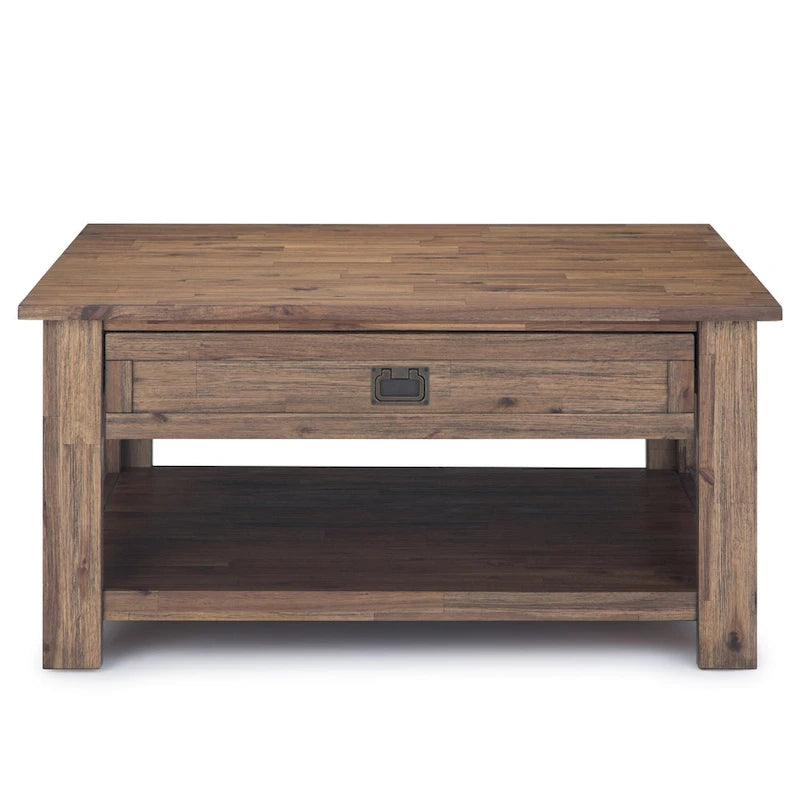 WYNDENHALL Garret SOLID ACACIA WOOD 38 inch Wide Square Rustic Coffee Table - 38 W x 38 D x 19 H