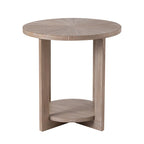 COZAYH Farmhouse Coffee Table with Storage Shelf, Rustic Round Country Accent Table with Stunning Radial Pattern, End table
