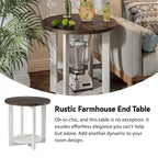 COZAYH Farmhouse Coffee Table with Storage Shelf, Rustic Round Country Accent Table with Stunning Radial Pattern, End table
