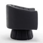 SEYNAR Mid-Century Swivel PU Leather Tufted Round Accent Barrel Chair