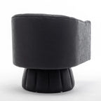 SEYNAR Mid-Century Swivel PU Leather Tufted Round Accent Barrel Chair