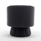 SEYNAR Mid-Century Swivel PU Leather Tufted Round Accent Barrel Chair