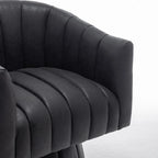 SEYNAR Mid-Century Swivel PU Leather Tufted Round Accent Barrel Chair