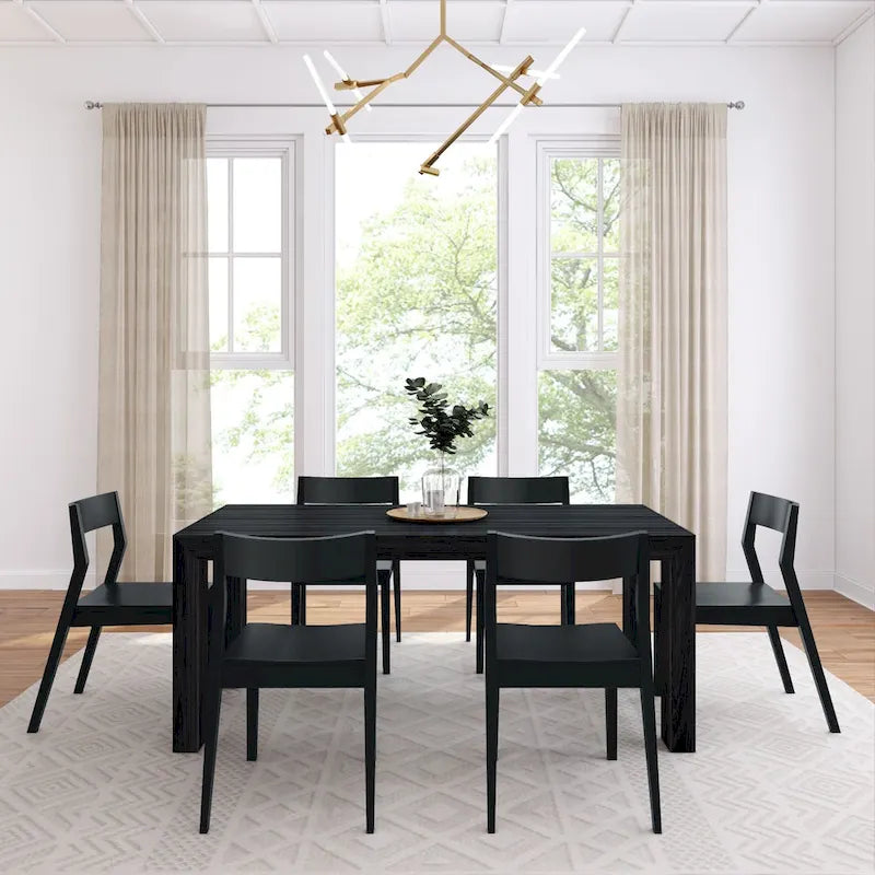 Plank and Beam 72 Modern Solid Wood Table and Chairs Dining Set