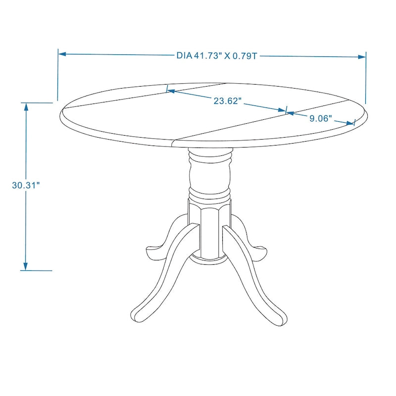 42 Wood Pedestal Base Double Drop Leaf Dining Table
