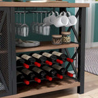 Myhozm Buffet Bar Cabinet with Wine Rack, Modern Buffet/Sideboard Wine Bar Dining Server, Grey/Brown