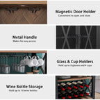 Myhozm Buffet Bar Cabinet with Wine Rack, Modern Buffet/Sideboard Wine Bar Dining Server, Grey/Brown