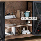 Myhozm Buffet Bar Cabinet with Wine Rack, Modern Buffet/Sideboard Wine Bar Dining Server, Grey/Brown