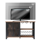 Myhozm Buffet Bar Cabinet with Wine Rack, Modern Buffet/Sideboard Wine Bar Dining Server, Grey/Brown