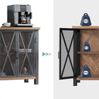 Myhozm Buffet Bar Cabinet with Wine Rack, Modern Buffet/Sideboard Wine Bar Dining Server, Grey/Brown