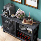 Myhozm Buffet Bar Cabinet with Wine Rack, Modern Buffet/Sideboard Wine Bar Dining Server, Grey/Brown