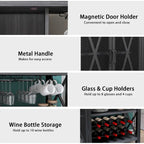 Myhozm Buffet Bar Cabinet with Wine Rack, Modern Buffet/Sideboard Wine Bar Dining Server, Grey/Brown