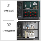 Myhozm Buffet Bar Cabinet with Wine Rack, Modern Buffet/Sideboard Wine Bar Dining Server, Grey/Brown