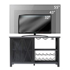 Myhozm Buffet Bar Cabinet with Wine Rack, Modern Buffet/Sideboard Wine Bar Dining Server, Grey/Brown