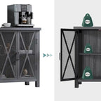 Myhozm Buffet Bar Cabinet with Wine Rack, Modern Buffet/Sideboard Wine Bar Dining Server, Grey/Brown