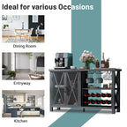 Myhozm Buffet Bar Cabinet with Wine Rack, Modern Buffet/Sideboard Wine Bar Dining Server, Grey/Brown
