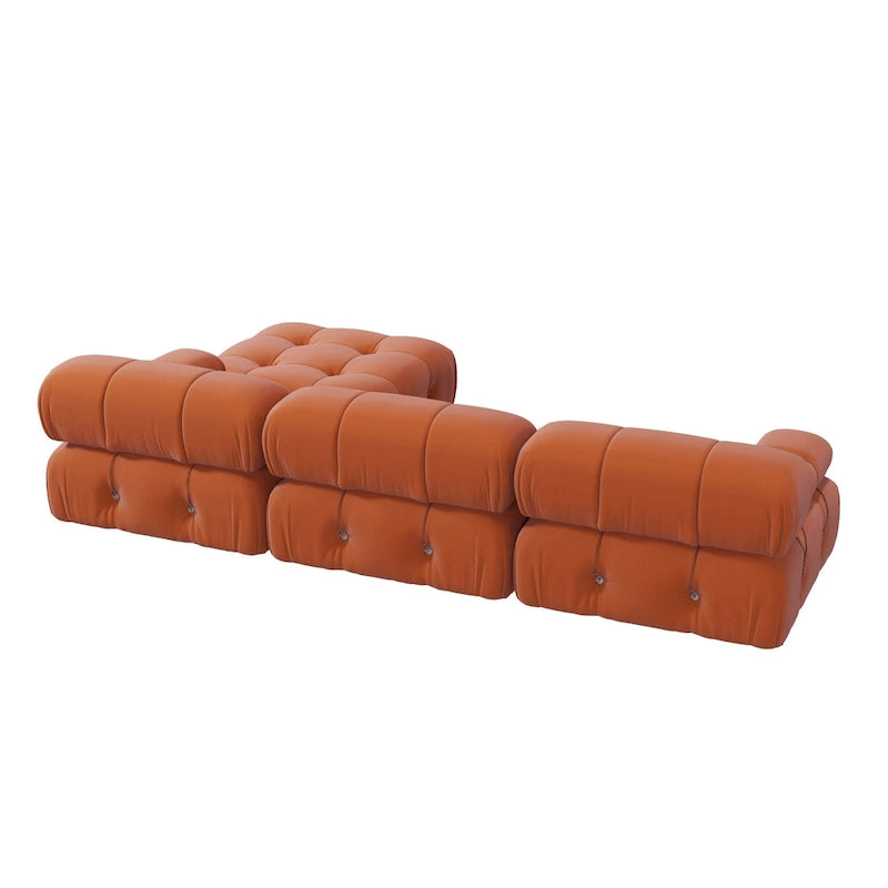Modern Velvet Upholstered Large Modular Sectional Sofa