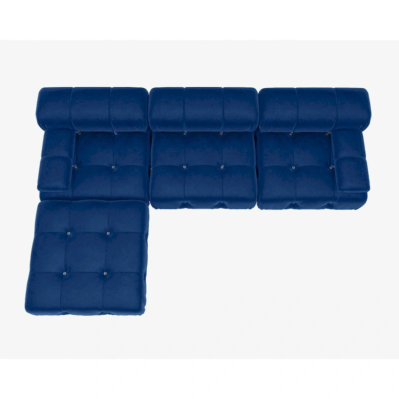 Modern Velvet Upholstered Large Modular Sectional Sofa