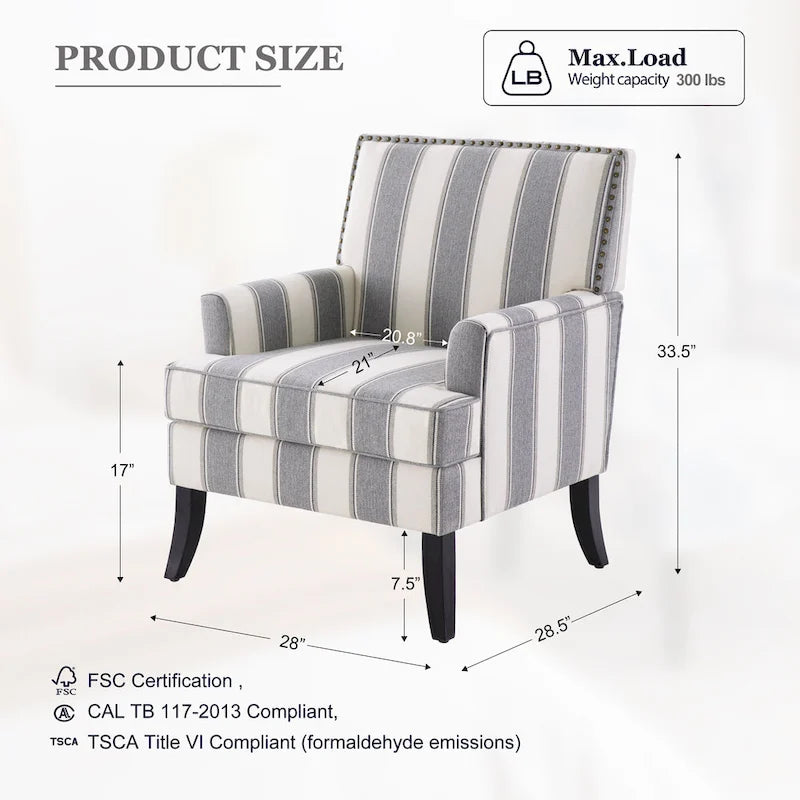 Armchair Accent Chairs with Nailhead Trim Set of 2