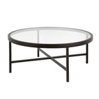 Xivil Contemporary Round Glass Top Steel Coffee Table