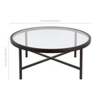 Xivil Contemporary Round Glass Top Steel Coffee Table