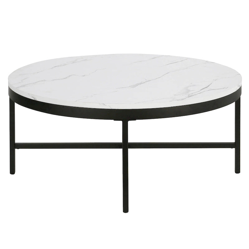 Xivil Contemporary Round Glass Top Steel Coffee Table