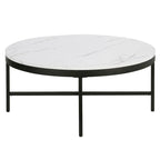 Xivil Contemporary Round Glass Top Steel Coffee Table