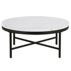 Xivil Contemporary Round Glass Top Steel Coffee Table