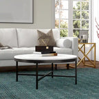 Xivil Contemporary Round Glass Top Steel Coffee Table