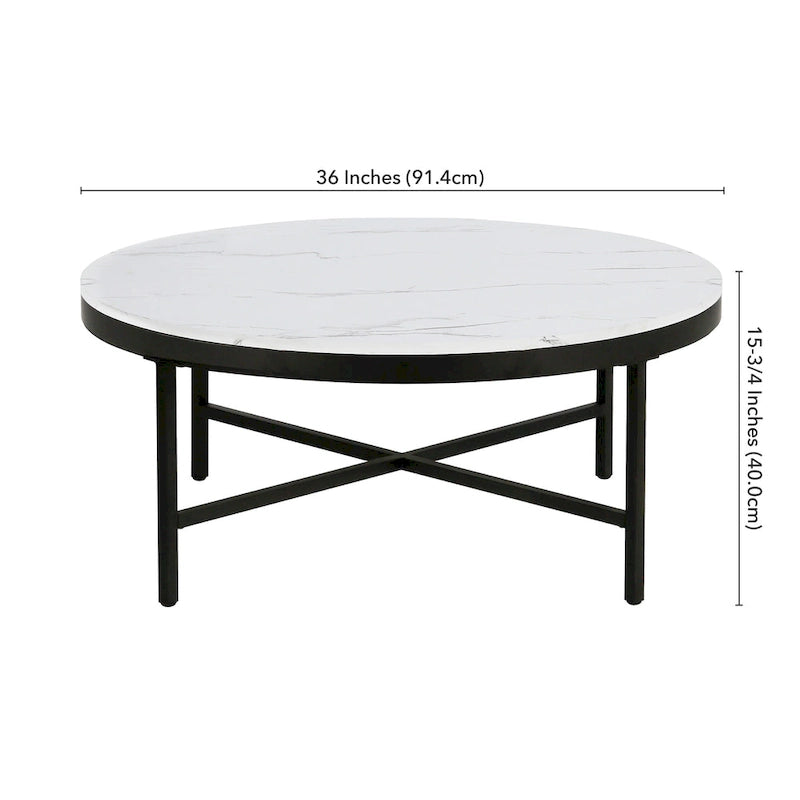 Xivil Contemporary Round Glass Top Steel Coffee Table
