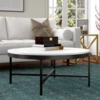Xivil Contemporary Round Glass Top Steel Coffee Table