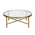 Xivil Contemporary Round Glass Top Steel Coffee Table