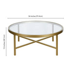 Xivil Contemporary Round Glass Top Steel Coffee Table