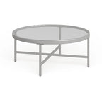 Xivil Contemporary Round Glass Top Steel Coffee Table
