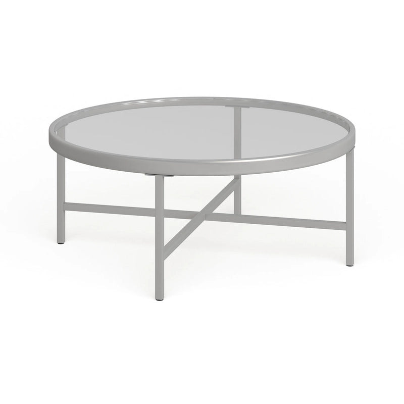 Xivil Contemporary Round Glass Top Steel Coffee Table