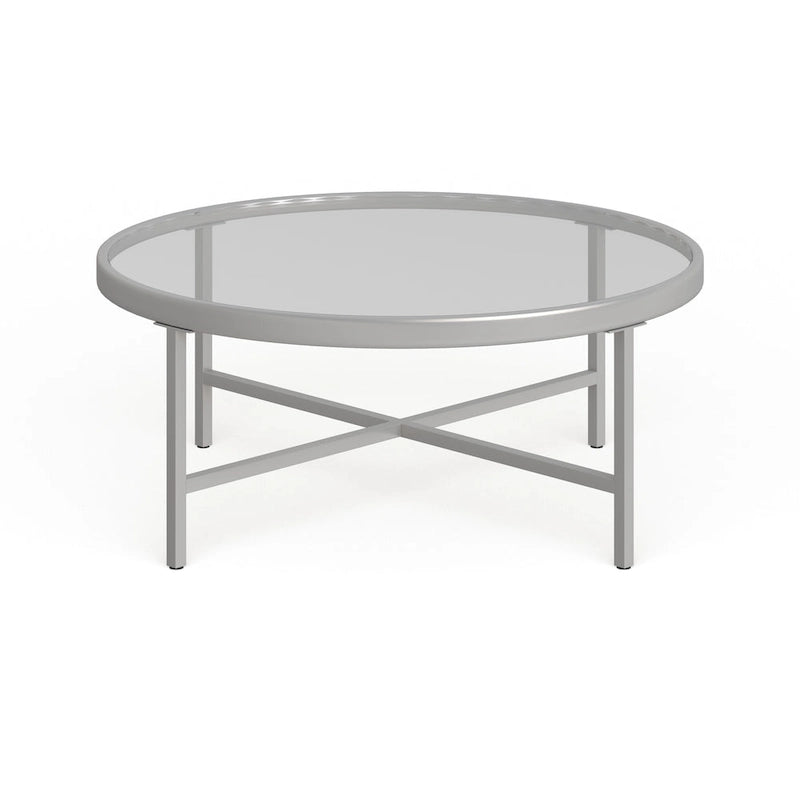 Xivil Contemporary Round Glass Top Steel Coffee Table