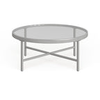 Xivil Contemporary Round Glass Top Steel Coffee Table