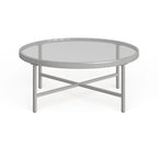 Xivil Contemporary Round Glass Top Steel Coffee Table