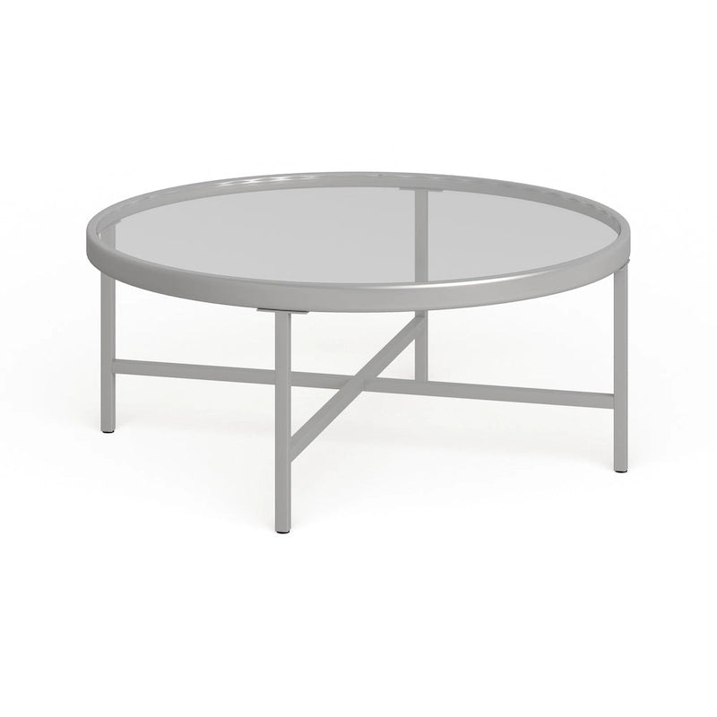 Xivil Contemporary Round Glass Top Steel Coffee Table