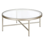 Xivil Contemporary Round Glass Top Steel Coffee Table