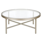 Xivil Contemporary Round Glass Top Steel Coffee Table