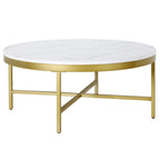 Xivil Contemporary Round Glass Top Steel Coffee Table