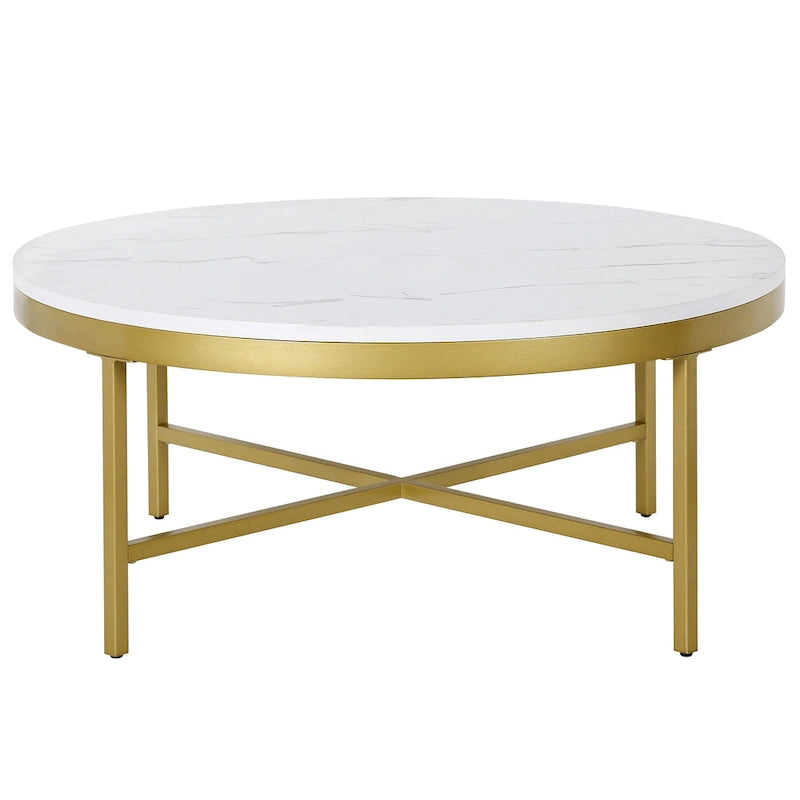 Xivil Contemporary Round Glass Top Steel Coffee Table