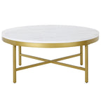 Xivil Contemporary Round Glass Top Steel Coffee Table