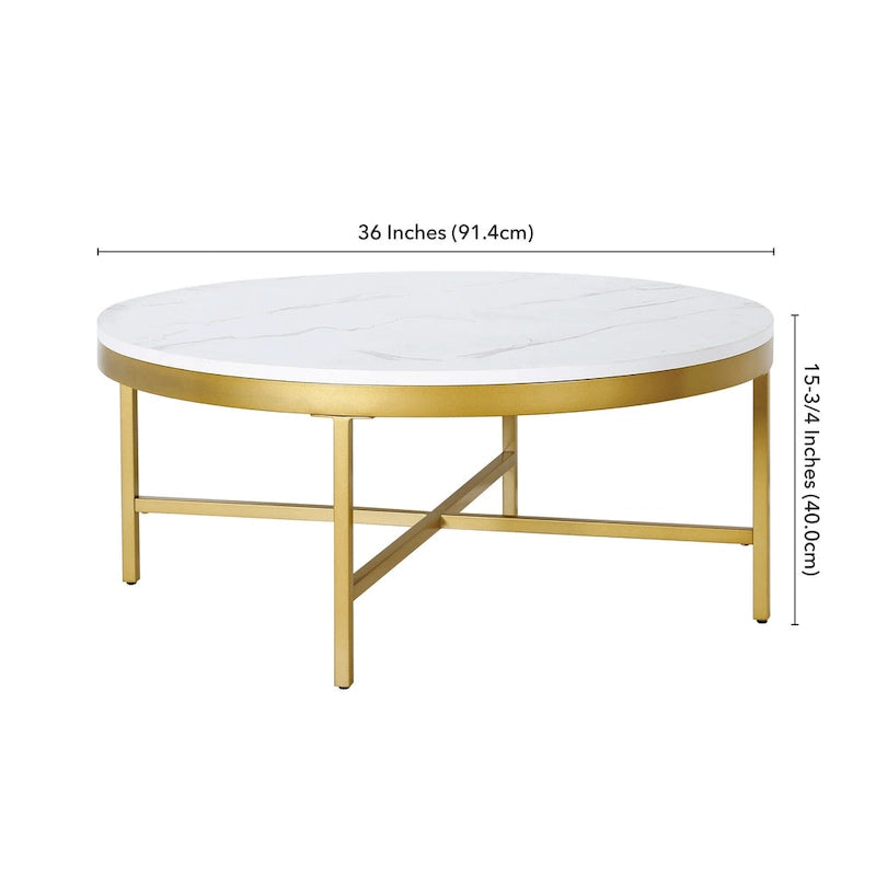 Xivil Contemporary Round Glass Top Steel Coffee Table
