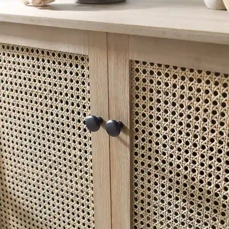 Art Leon Woven Rattan Wicker Accent Cabinet